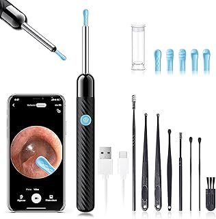 Photo 1 of Ear Wax Removal - Earwax Remover Tool with 8 Pcs Ear Set - Ear Canal Cleaner with 1080P Camera - FSA HSA Eligible - Ear Cleaning Kit with 6 Ear Spoon - Ear Camera for iOS & Android (Black)