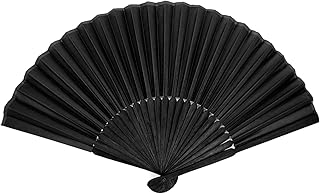 Photo 1 of BlingKingdom Black Folding Hand Classic Style Fan Fabric Bamboo Ribs Hand Held Chinese/Spanish Foldable Fan for Wedding, Party Favor, Performance, Dance, Home Decorations, Festival, Gift