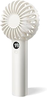 Photo 1 of Mini Portable Fan, 3 Speeds, Digital Display, USB Rechargeable Handheld Fan, [2-12 Working Hours], Pocket Design for Travel/Summer/Concerts/Lash (White)