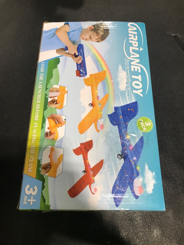 Photo 1 of Fuwidvia 3 Pack Airplane Launcher Toys, 13.2'' LED Foam Glider Catapult Plane Toy for Boys, 2 Flight Modes Outdoor Flying Toys Birthday Gifts for Boys Girls 4 5 6 7 8 9 10 11 12 Year Old