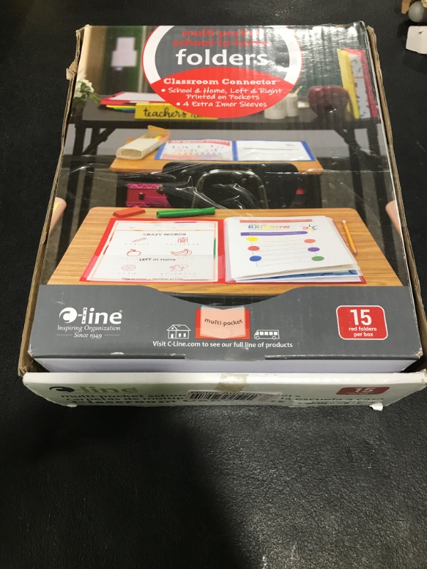 Photo 1 of C-Line Classroom Connector™ Multi-Pocket School-to-Home Portfolio, Red, 15/BX (32304), 9.5 x 11.75 x 0.25