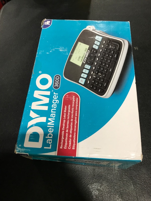 Photo 1 of DYMO Desktop Label Maker LabelManager 360D Rechargeable Hand-Held Label Maker, Easy-to-Use, One-Touch Smart Keys, QWERTY Keyboard, Large Display, For Home & Office Organization