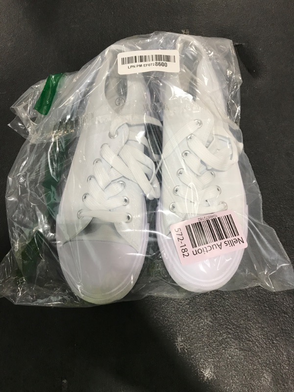 Photo 1 of hash bubbie White Sneakers for Women Low Top Canvas Shoes Womens Canvas Sneakers Women's Fashion Sneakers Slip on Casual Tennis Shoes?White Mono.US8?