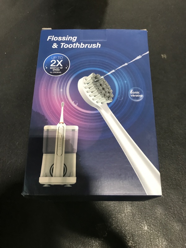 Photo 1 of Electric Toothbrush with Water Flosser - Wireless Charging 3 in 1 Flossing Toothbrush - 500ML Professional Cordless Brush and Flosser in One - 5 Brush Modes & 3 Floss Speed (White)