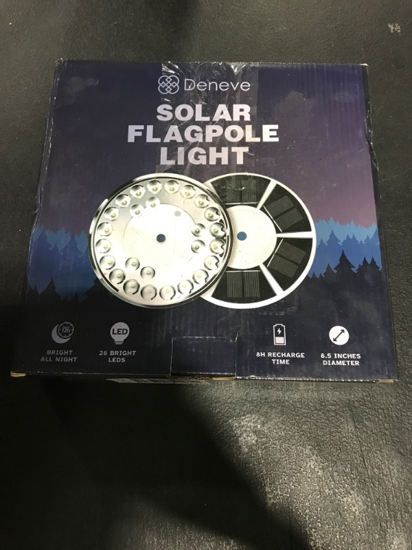 Photo 1 of Flag Pole Light Solar Powered - 26 LED Solar Light for Flagpole - Light Up American Flag Outdoor with Solar Flag Pole Light from Dusk to Dawn for 12 Hours - 100% Coverage Silver Flag Light (Silver)