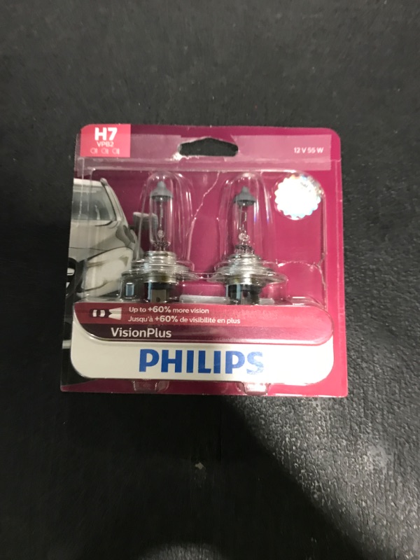 Photo 1 of Philips Automotive Lighting H7 VisionPlus Deluxe Upgrade Automotive Replacement Headlight Bulb, Fits Select High Beam, Low Beam, or Fog Positions (Pack of 2)