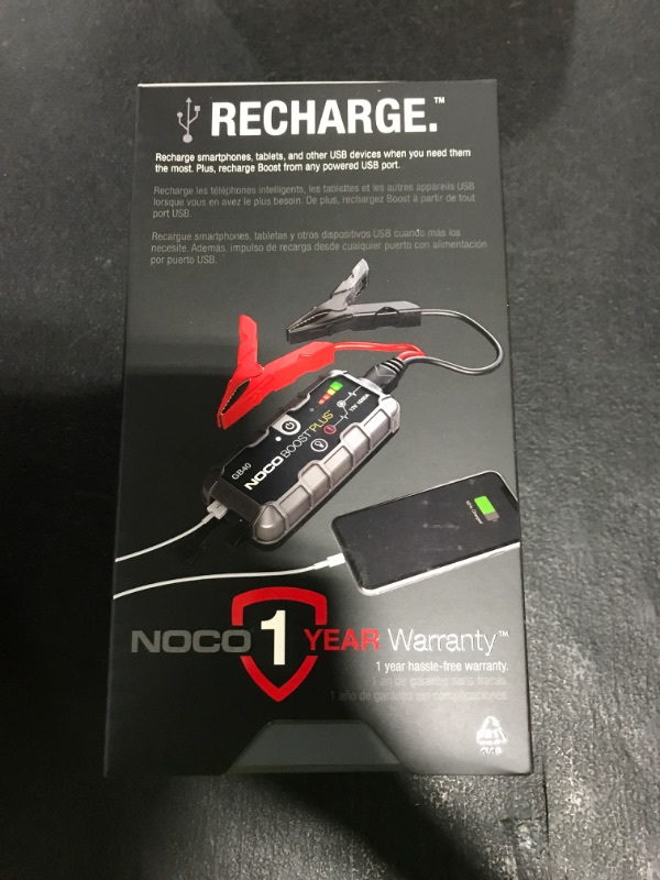 Photo 1 of NOCO Boost GB40: 1000A UltraSafe Jump Starter – 12V Lithium Battery Booster Pack, Portable Jump Box, Power Bank & Jumper Cables - for 6.0L Gas and 3.0L Diesel Engines