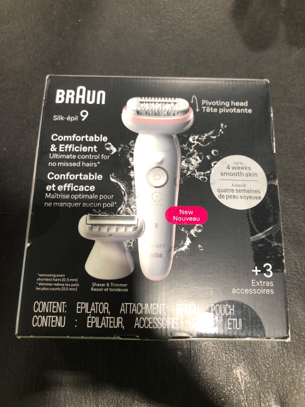 Photo 1 of Braun Epilator Silk-épil 7, Hair Removal Device, Women Shaver & Trimmer, Wet and Dry, Wide Head, Includes Shaver Head and Trimmer Comb, SE7-041, Silver