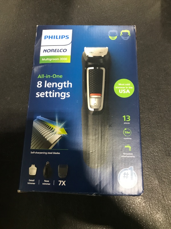 Photo 1 of Philips Norelco Multi Groomer All-in-One Trimmer Series 3000-13 Piece Mens Grooming Kit for Beard, Face, Nose, Ear Hair Trimmer and Hair Clipper - NO Blade Oil Needed, MG3740/40