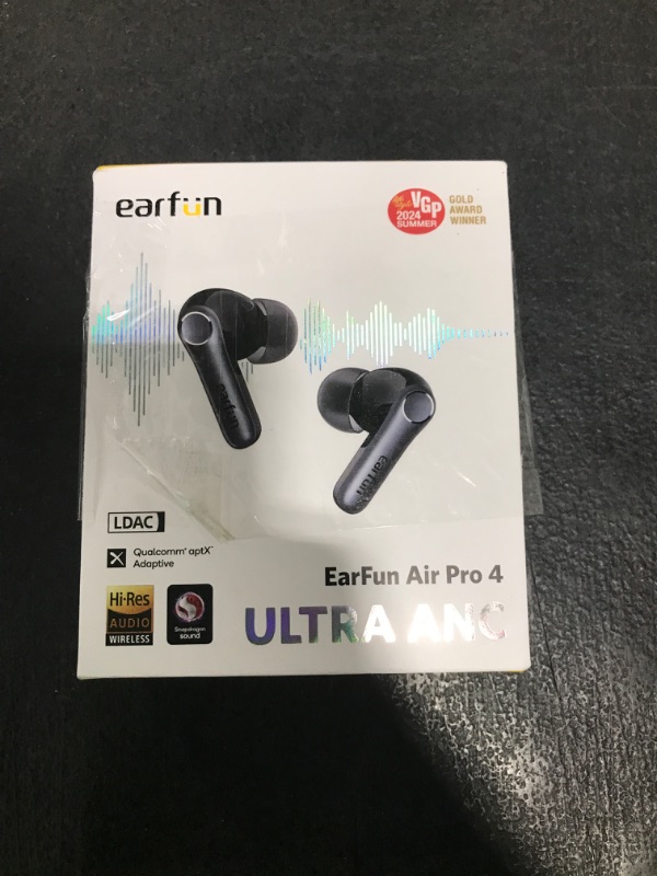 Photo 1 of EarFun Air Pro 4 Adaptive Hybrid Noise Canceling Wireless Earbuds, Qualcomm Snapdragon Sound, aptX™ Lossless, 6 Mics AI CVC 8.0 Call, LDAC Hi-Res Audio, 52H Playtime, Bluetooth 5.4, in-Ear Detection