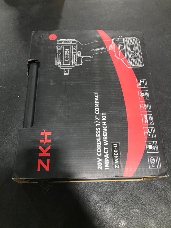 Photo 1 of ZKH Cordless Impact Wrench 1/2 Inch, 20V Brushless High Torque Impact Gun w/ 3-Mode Speed, Max Torque 330 ft-lbs?450N.m?, 2 x 4.0Ah Battery, Fast Charger & 4 Sockets, Tool Case