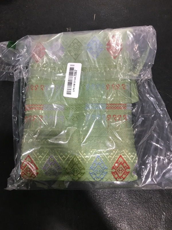 Photo 1 of RaanPahMuang Brand Traditional Thailand Luxurious Silk Wrap Skirt Thai Formal Sarong, X-Large, Preawa - Light Green
