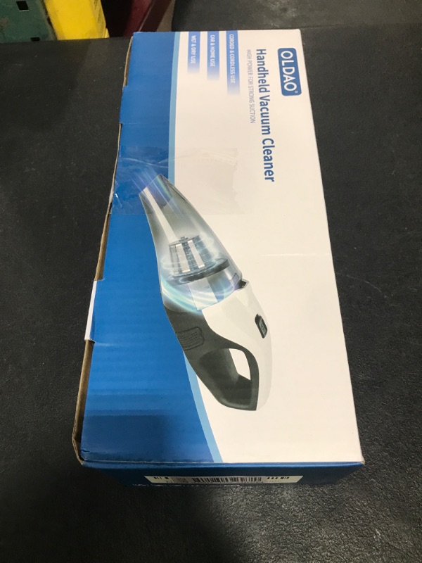 Photo 1 of OLDAO Car Vacuum Portable Cordless - Handheld Vacuum Cordless with with LED Light, 15000Pa Strong Suction with 5 Nozzles, Hand Vacuum Cleaner for Car, Home, Pet, Black & White