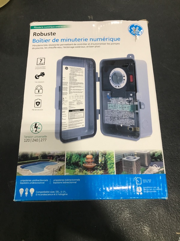 Photo 1 of GE 7-Day Digital Pool Timer, 2HP 40A Load Capacity Pump Switch, Outdoor NEMA 3R-Rated Box, Universal Voltage Replacement, Water Heater Control, Tamper Resistant Metal, 46537