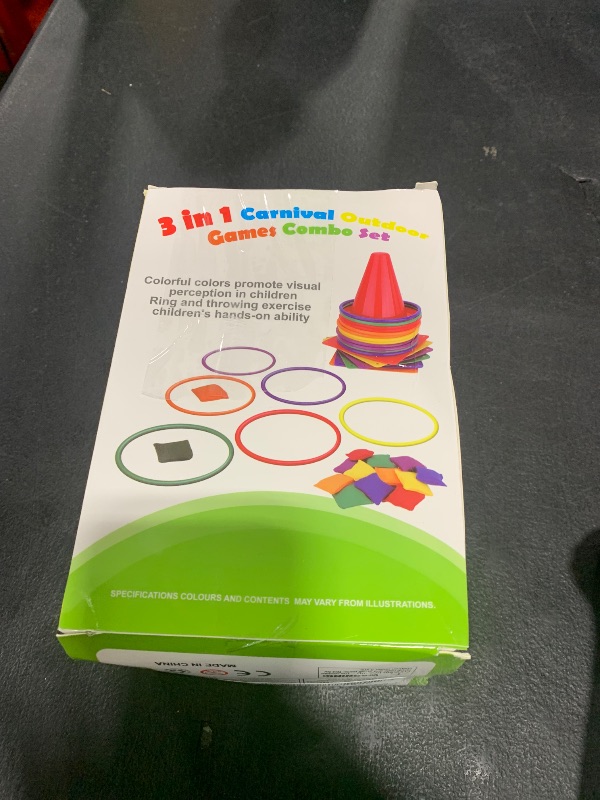 Photo 1 of unanscre 31PCS 3 in 1 Carnival Outdoor Games Combo Set for Kids, Soft Plastic Cones Bean Bags Ring Toss Game, Gift for Birthday Party/Xmas