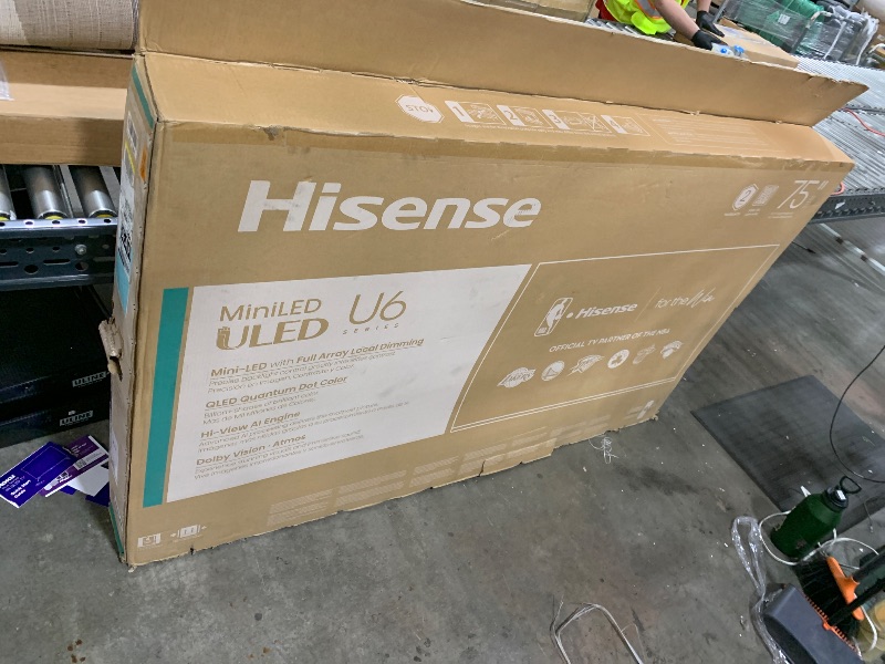Photo 1 of Hisense 75-Inch Class U6 Series Mini-LED ULED 4K UHD Google Smart TV (75U6N) - QLED, Motion Rate 240, HDR 10+, Full Array Local Dimming, Game Mode Plus, Alexa Compatibility