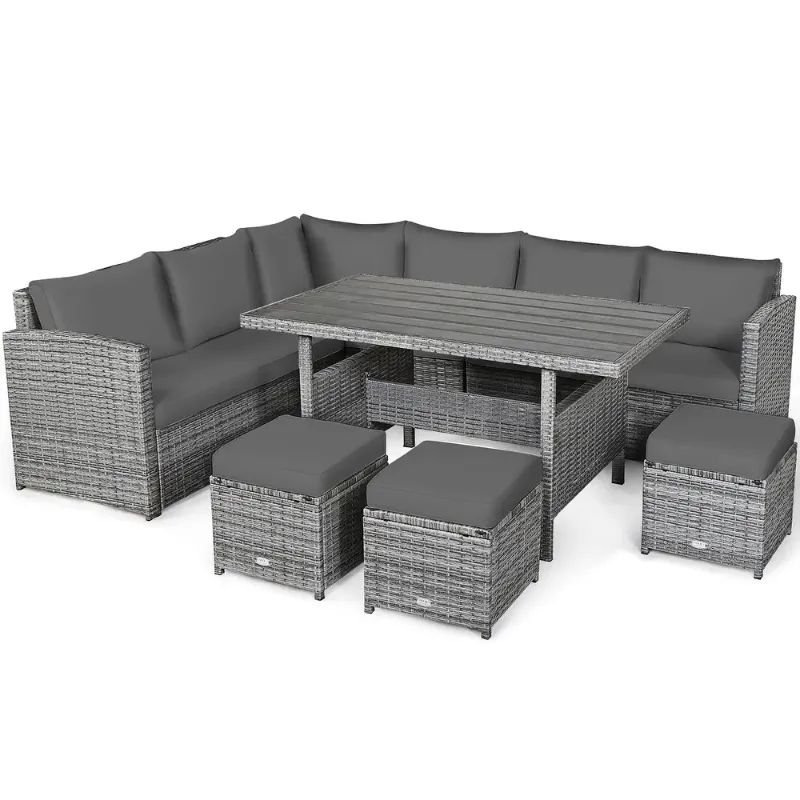 Photo 1 of 7-piece Outdoor Rattan Patio Furniture Set - Grey
