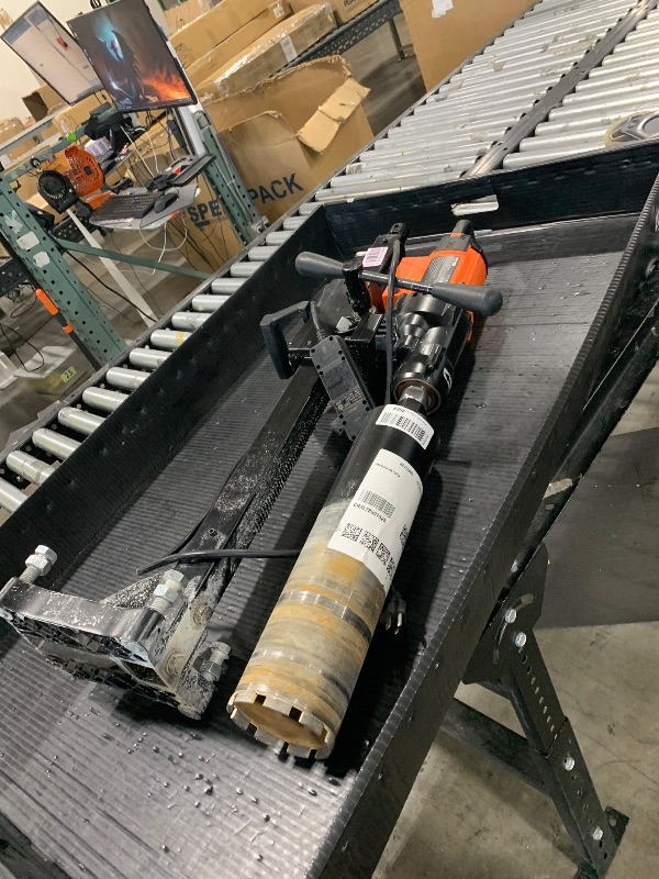 Photo 1 of VEVOR Diamond Core Drilling Machine, 8in Wet&Dry Concrete Core Drill Rig with Stand, 750RPM Speed & 1-1/4" 5/8" Thread & Lifting Handle, 8in Drilling Diameter for Concrete Brick Block Stone, 2500W
