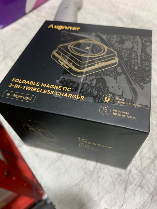 Photo 1 of ?2025 Upgraded? Wireless Charger 3 in 1, Foldable Wireless Charging Station with Light for Apple MagSafe Charger, Travel Magnetic Charger for iPhone 16/15/14/13/12 Apple Watch AirPods (20W Adapter)