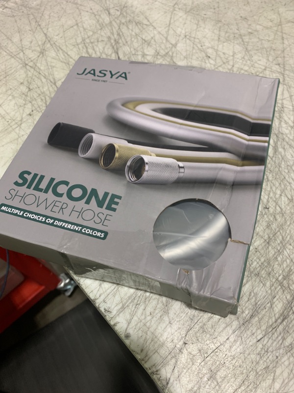 Photo 1 of JASYA Silicone Shower Hose 59 Inches Silver Anti Winding Showerhead Hoses Used In Shower Spray Bidet Toilet Cleaning Pet Flexible Rv Shower Hoses Replacement High Pressure Shower Hose Extra Long