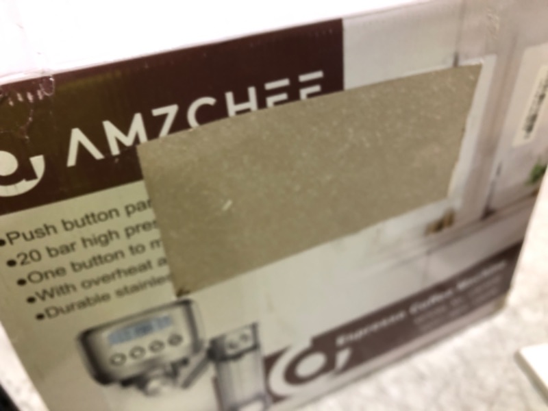 Photo 1 of AMZCHEF Espresso Machine with LCD Display, 20 Bar Cappuccino Machines with Automatic Milk Frother for Home Gifts, Latte Coffee Maker with Dual Wall & Filters, Stainless Steel Style sliver