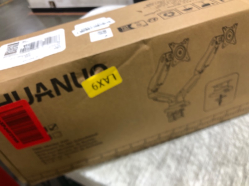Photo 1 of HUANUO Dual Monitor Stand - Full Adjustable Monitor Desk Mount Swivel Vesa Bracket with C Clamp, Grommet Mounting Base for 13 to 32 Inch Computer Screens - Each Arm Holds 4.4 to 19.8lbs