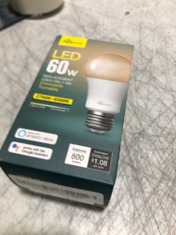 Photo 1 of TREATLIFE Smart Light Bulbs, 2.4GHz WiFi LED Light Bulb, Dimmable Smart Bulb Compatible with Alexa, Google Home, SmartThings, UL Certified Warm White& Cool White(2700K-6500K), 800LM, E26, A19, 9W