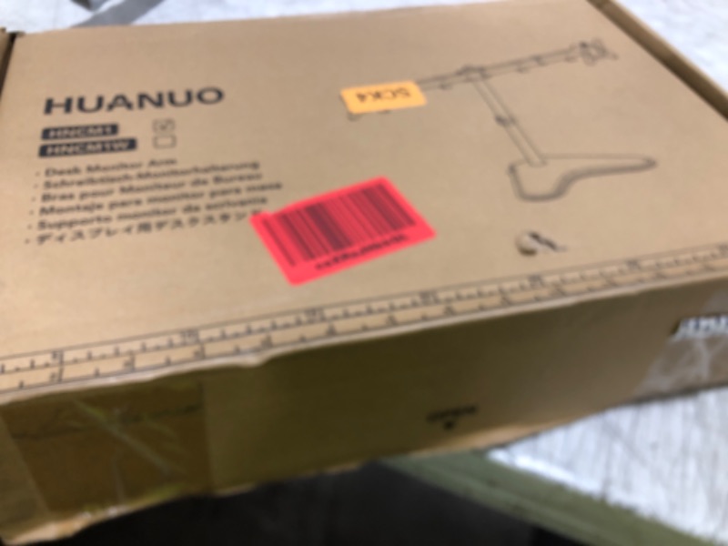 Photo 1 of HUANUO 32 inches Dual Monitor Stand up to 17.6lbs per Arm, High-Grade Aluminum Free-Standing Dual Monitors Mount for 2 Screens. Fully Adjustable Dual Monitor Stand for Desk with Tilt, Swivel, Rotation