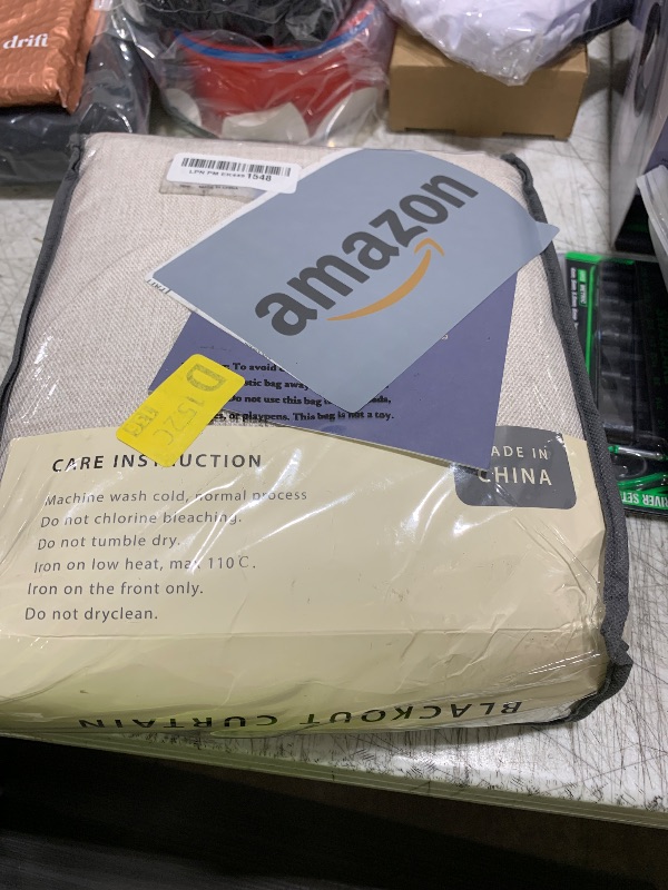 Photo 1 of 100% Blackout Shield Linen Blackout Curtains for Bedroom 102 Inches Long, Back Tab/Rod Pocket Living Room Drapes, Thermal Insulated Blackout Curtains 2 Panels Set, 50" W x 102" L, Beige