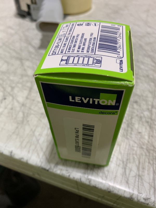 Photo 1 of Leviton Countdown Timer Switch for bathroom fan and household lights, 5-10-15-30 min, No Neutral Required, Single Pole, 15A, 1/2 HP/9.8A Fan/Motor, DT130-1LW, White
