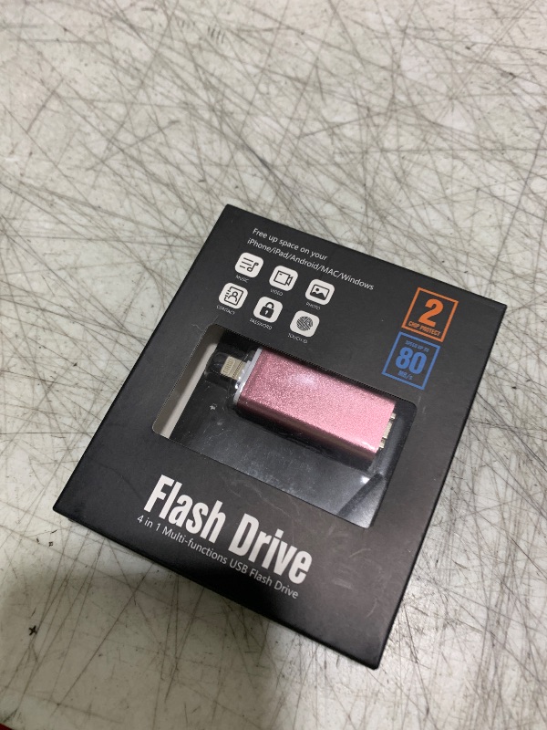 Photo 1 of Flash Drive for iPhone 256GB, Photo Stick Thumb Drive USB Stick High Speed Transfer USB Drives External Storage Memory Expansion for iPhone/iPad/PC/Laptop (Pink)