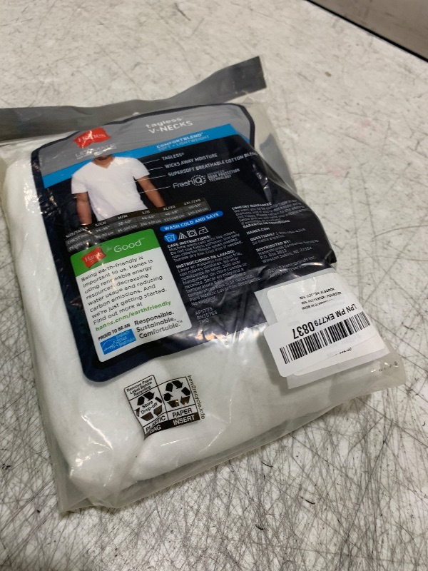 Photo 1 of Hanes Ultimate Men's 4-Pack ComfortBlend V-Neck with FreshIQ Odor Protection, White, Small