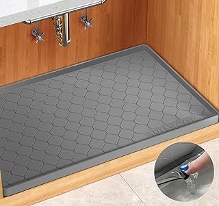 Photo 1 of Silicone Under Sink Mat 34" x 22", Kitchen Essentials and Gadgets, Shelf Liner and Cabinet Protector, Home Organizers and Storage, Waterproof Bathroom Tray
