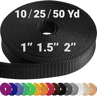 Photo 1 of TECEUM 1" & 1.5" & 2" Webbing – 10 25 50 Yards – 40+ Colors – Heavy Duty 1 Inch 1.5 Inch 2 Inch Webbing for Climbing Outdoors Indoors Crafting DIY
