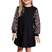 Photo 1 of WDIRARA Toddler Girl's Sparkly Sequin Dress Crew Neck Long Sleeve Party Dresses 5