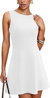 Photo 1 of WIHOLL Women's Summer A-Line Sleeveless Boat Neck Mini Dress Club Party Little Short Dresses XL