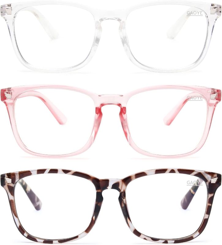 Photo 1 of Gaoye Stylish Blue Light Glasses for Woman - Computer Glasses 99% Blue Light Blocking - Lightweight TR90 Frames - 3 pack
