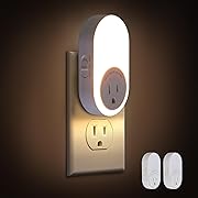Photo 1 of Dawnrise Night Lights Plug Into Wall,Dusk to Dawn Sensor Night Light with Power Outlet,CCT 2200K or 4000K,5LM or 20LM Adjustable Brightness for Bedroom,Kitchen,Living Room,Office,2PK
