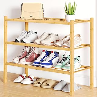 Photo 1 of Smiry Shoe Rack, 3 Tier Bamboo Shoe Organizer, Stackable Free Standing Wooden Shoe Storage Shelf for Closet, Entryway, Front Door Entrance, Natural
