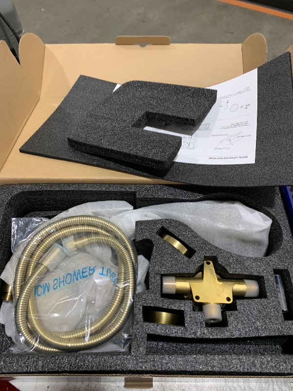 Photo 1 of Shower Faucet Set Complete Shower Kit Dual Shower Head and Handheld 2 in 1 Combo Set Shower System Shower Trim Kit Combo Set Shower Fixtures, Brushed Gold