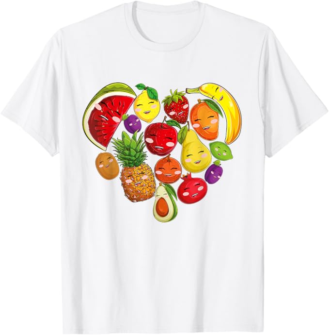 Photo 1 of Funny Fruits Collage Cute heart Fruit and Vegetables T-Shirt