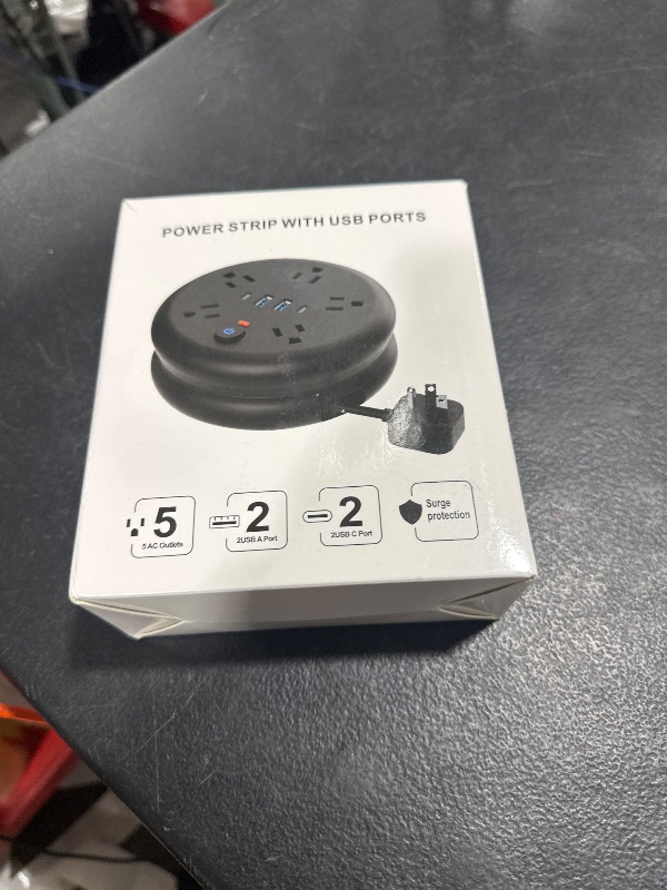 Photo 1 of DERJLY Retractable Travel Power Strip: 5 ft Extension Cord Surge Protector - Portable Powerstrip with 5 Outlet 2 Smart USB Port 2 USB C for Travel Cruise Ship Beach Vacation Essentials