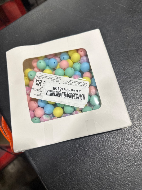 Photo 1 of ASTARON 100 Pcs 15mm Silicone Beads for Keychain Making, Yellow Green Blue Pink Silicone Beads Bulk Round Beads for Bracelets Pens Crafts Making