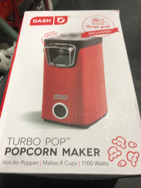 Photo 1 of DASH Turbo POP Popcorn Maker with Measuring Cup to Portion Popping Corn Kernels + Melt Butter, 8 Cup Popcorn Machine - Red