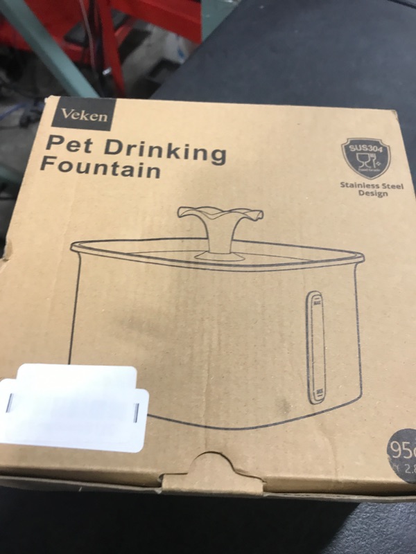 Photo 1 of Veken Innovation Award Winner Stainless Steel Cat Water Fountain, 95oz/2.8L Automatic Pet Fountain with 3 Replacement Filters & 3 Pre-Filter Sponges & Silicone Mat for Cats, Dogs (Silver)