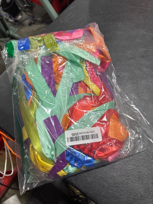 Photo 1 of 2 Packs Rainbow Ribbon Garland- Handmade Tassel Garland Preassembled 40x14 Inch Banner for Fiesta Decor, Weddings, Bachelorette Parties, Baby Showers, and Birthdays