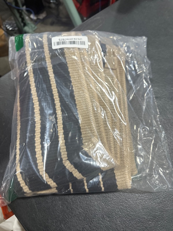 Photo 1 of OJIA Outdoor Door Mat 27.5"x43", Black and Tan Outdoor Rugs Cotton Hand-Woven Front Door Rug Machine Washable Door Mats Striped Entry Rug for Front Porch/Farmhouse/Kitchen/Entryway