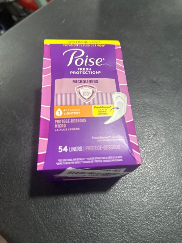 Photo 1 of Poise Daily Microliners, Incontinence Panty Liners, 1 Drop Lightest Absorbency, Regular, 54 Count of Pantiliners