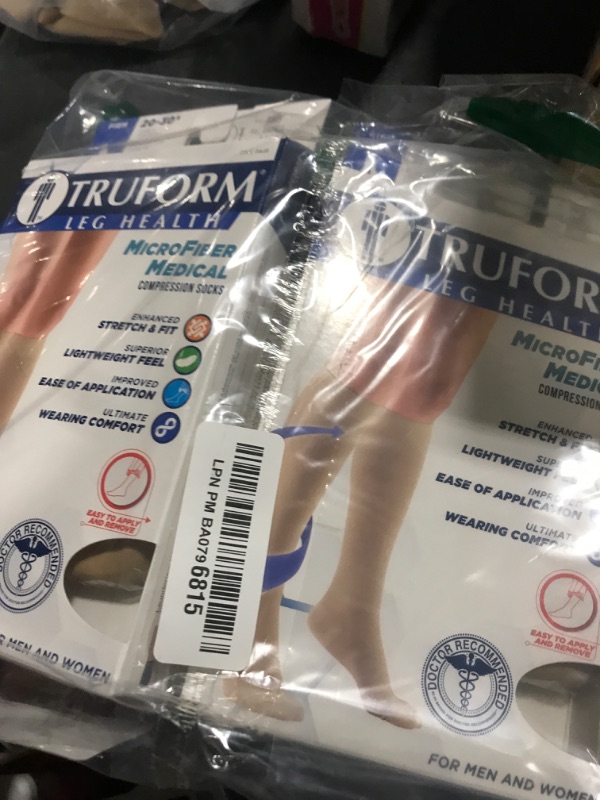 Photo 1 of Truform 20-30 mmHg Compression Stockings for Men and Women, Knee High Length, Closed Toe, Beige, Small