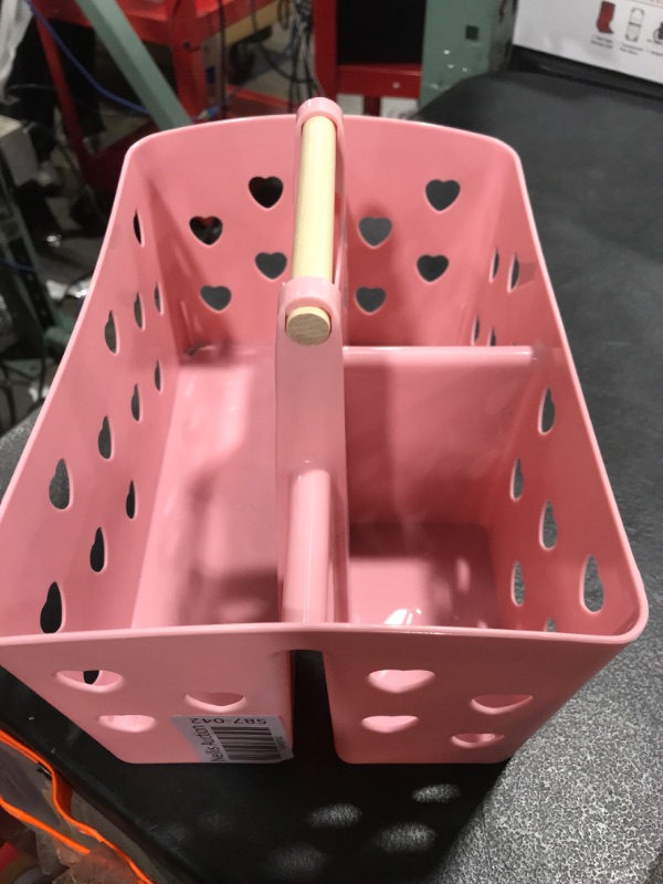 Photo 1 of Anyoifax Portable Shower Caddy Plastic Shower Basket Organizer Divided Bathroom Storage Cleanning Caddy Tote with Handle for College, Dorm Room, Kitchen, Pink